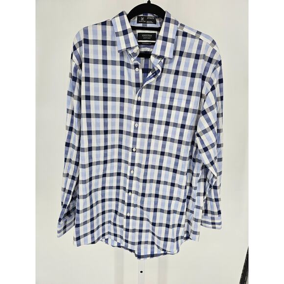 Nordstrom Other - Nordstrom Mens Sz 16.5 35 Long Sleeve Button Up Dress Shirt Blue Plaid